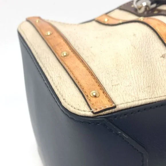 Authentic LOUIS VUITTON M52350 Trompe l'oeil Chain 2WAY Hand Bag Leather Black/B - Picture 5 of 16